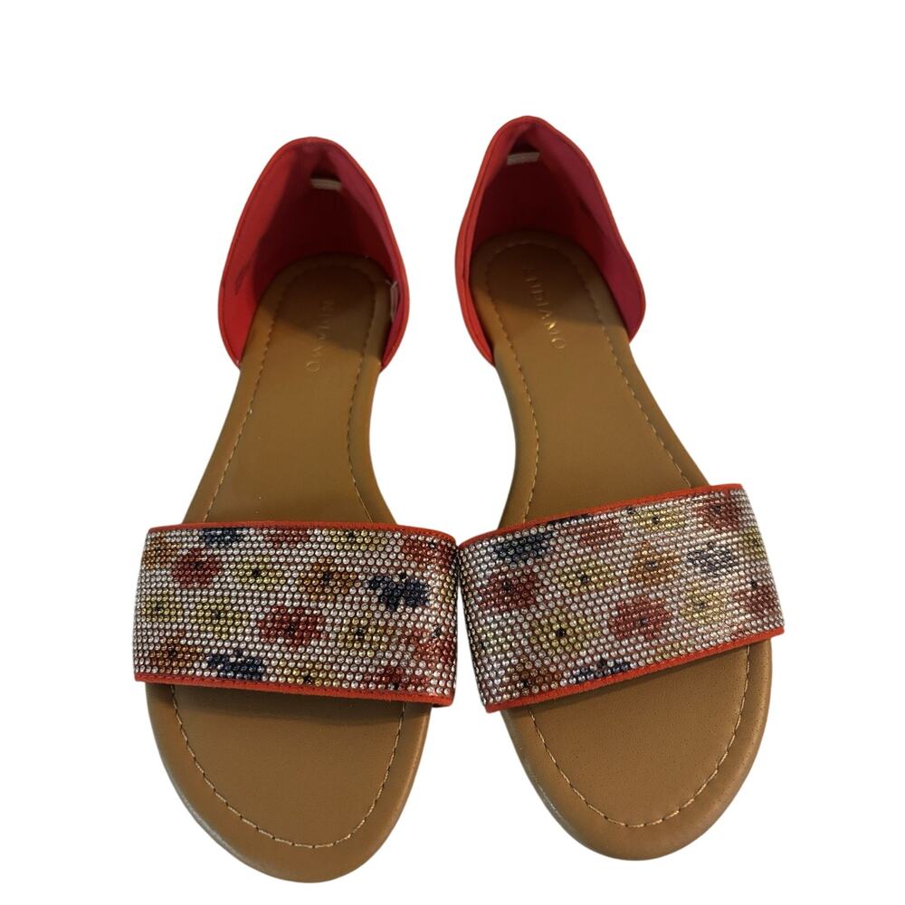 Adiama Orange Sparkly Floral Sandals Size 7.5